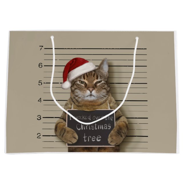 Grand Sac Cadeau Cat Christmas (Devant)