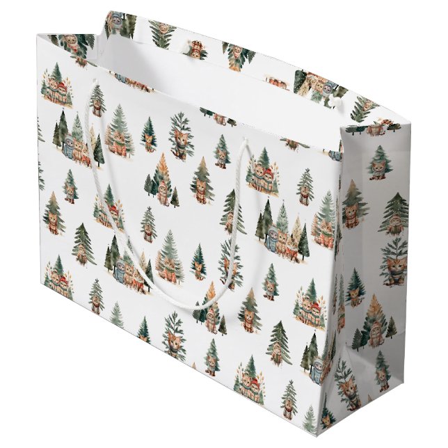 Grand Sac Cadeau Cat Christmas Gift Bag (Dos Angle)