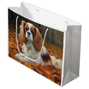 Grand Sac Cadeau Cavalier King  en Automne les feuilles tombent ins