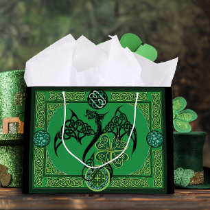 Grand Sac Cadeau Celtique irlandais de dragon vert
