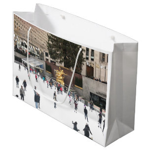 Grand Sac Cadeau Centre Rockefeller de New York patinoire