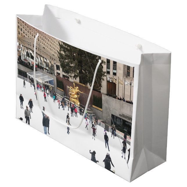 Grand Sac Cadeau Centre Rockefeller de New York patinoire (Devant Angle)