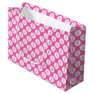Grand Sac Cadeau Cercle Ruban Rose – Sensibilisation au Cancer du S