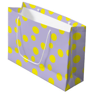 Grand Sac Cadeau Cercles jaunes sur motif pourpre