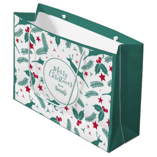 Grand Sac Cadeau Cerfs de Noël & motif saint