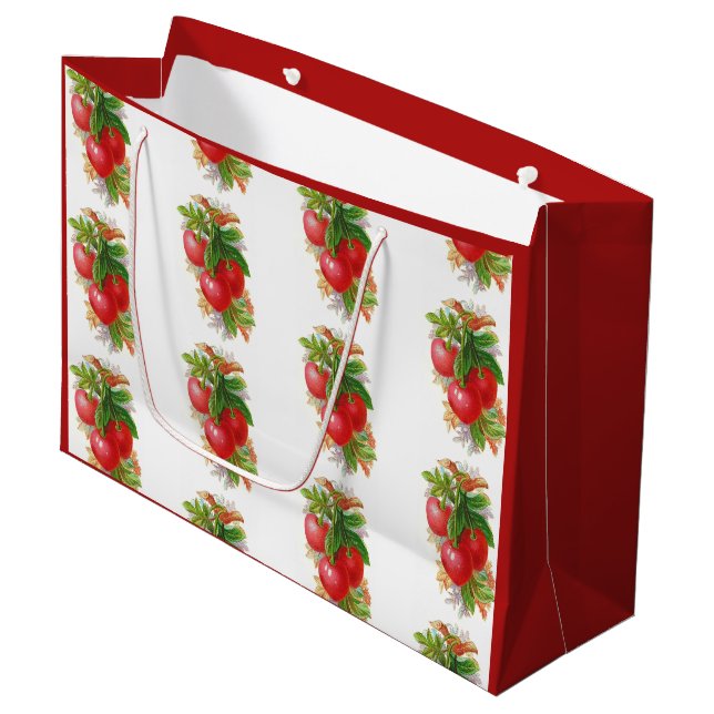 Grand Sac Cadeau Cerises vintages (Devant Angle)
