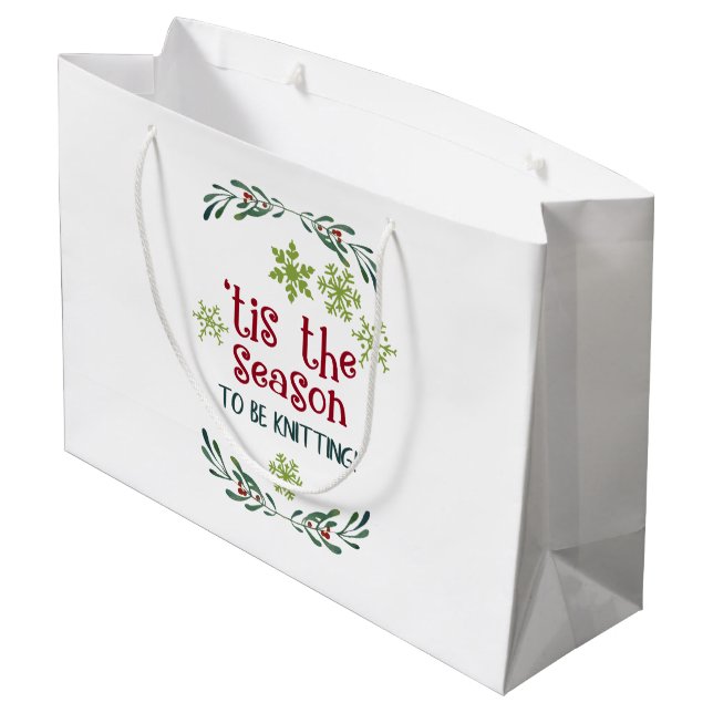 Grand Sac Cadeau C'est la saison pour être Tricot Knitters Noël (Dos Angle)