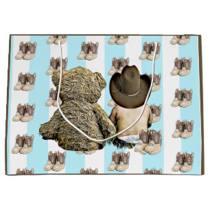 Grand Sac Cadeau C'est un ours de bébé et de nounours de cowboy de