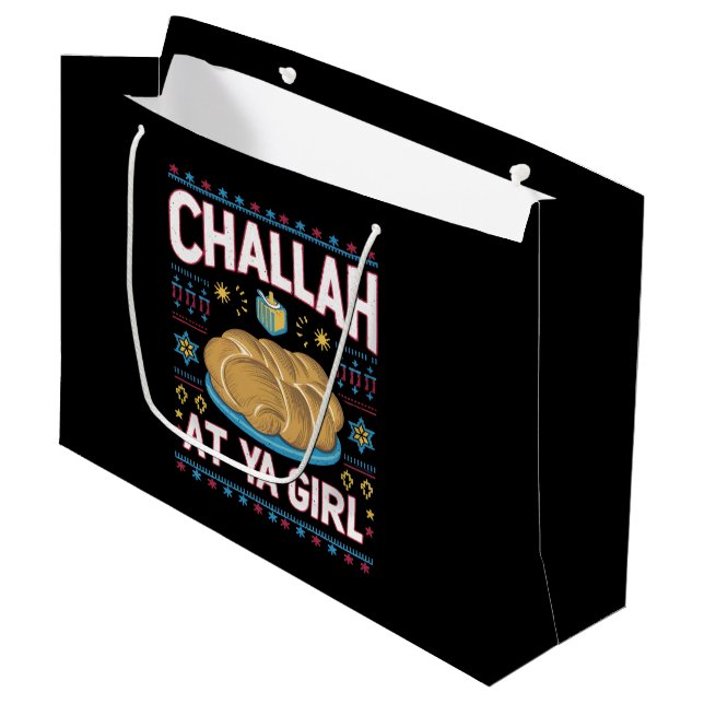 Grand Sac Cadeau Challah Sur Ya Girl Funny Hanoukka Food Chanukah (Devant Angle)