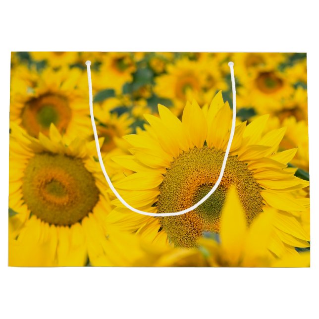 Grand Sac Cadeau Champ jaune de tournesols photo (Devant)