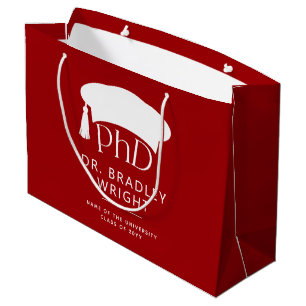 Grand Sac Cadeau Chapeau de doctorat personnalisé pour la remise de