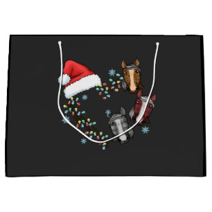 Grand Sac Cadeau Chapeau de Santa avec chevaux Père Noël équestre N