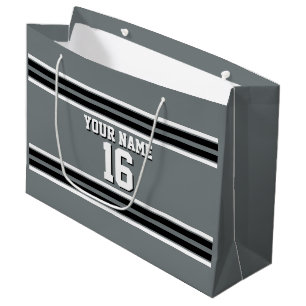 Grand Sac Cadeau Charcoal Black Wht Team Jersey Numéro personnalisé