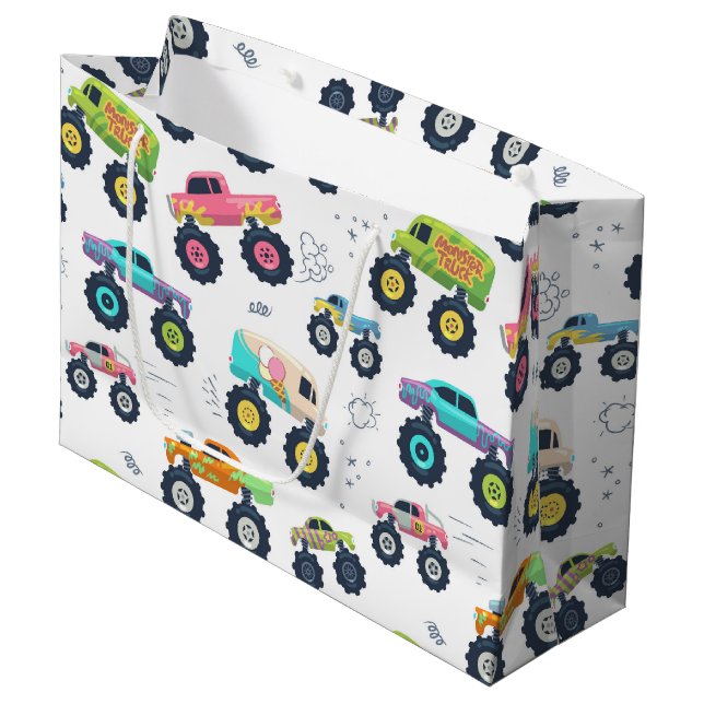 Grand Sac Cadeau Chariot Monster couleur d'aquarelle moderne (Devant Angle)
