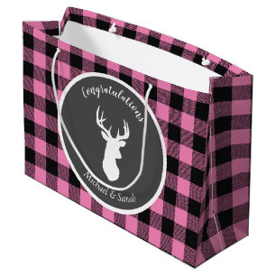 Grand Sac Cadeau Chasse aux cerfs Lodge Baby shower Antlers Girl Ro