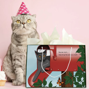 Grand Sac Cadeau Chat boîte de courrier rouge