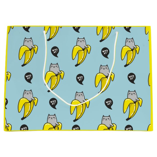Grand Sac Cadeau Chat en banane (Devant)