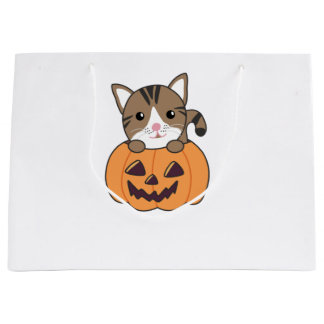 Grand Sac Cadeau Chat En Citrouille Chats Doux Joyeux Halloween