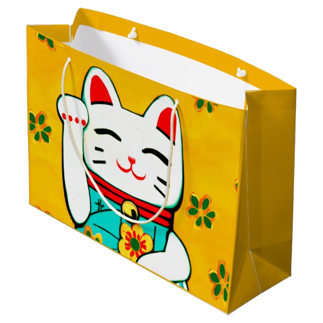 Grand Sac Cadeau Chat japonais (Dos Angle)