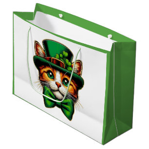 Grand Sac Cadeau Chat mignon/chaton Saint Patrick's Day