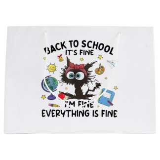 Grand Sac Cadeau Chat noir Retour à l'école Son Im fin Partout