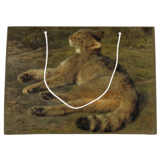 Grand Sac Cadeau Chat sauvage (par Rosa Bonheur) (Devant)