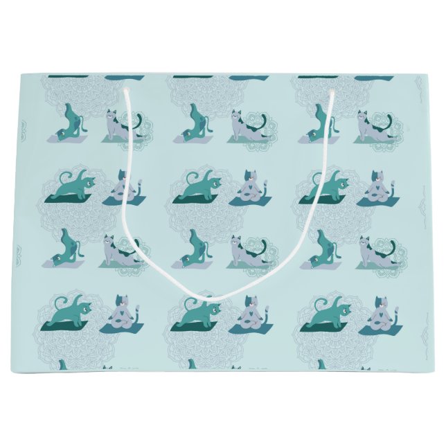 Grand Sac Cadeau Chats de yoga (Devant)
