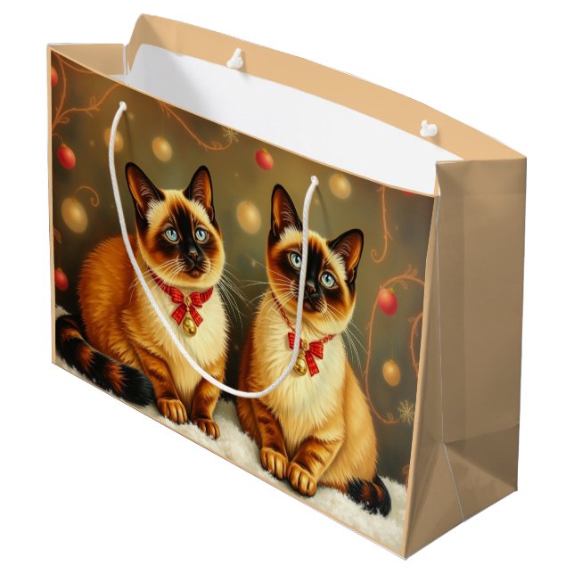 Grand Sac Cadeau Chats d'hiver mignons (Dos Angle)