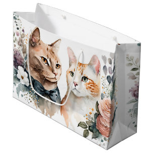 Grand Sac Cadeau Chats mariages En Fleurs