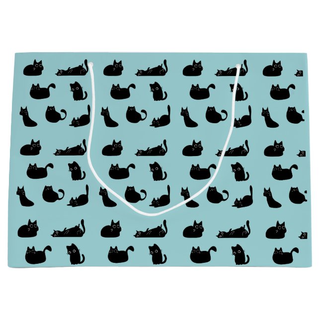 Grand Sac Cadeau Chats noirs amusants (Devant)