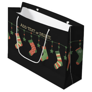 Grand Sac Cadeau Chaussettes de Noël bas saisonnier ajouter du text