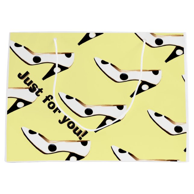 Grand Sac Cadeau Chaussure à talon jaune mignon (Devant)