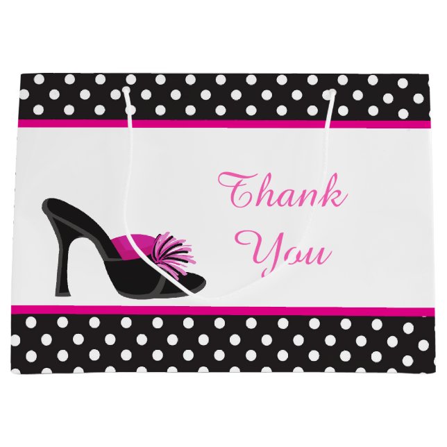 Grand Sac Cadeau Chaussures talons noirs avec Pois noirs (Devant)