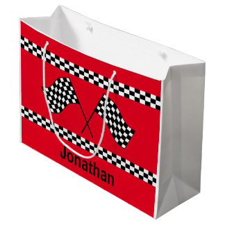 Grand Sac Cadeau Checkered Flag Design Gift Bag