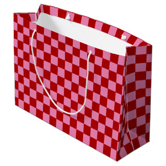 Grand Sac Cadeau Checkered Red and Hot Pink
