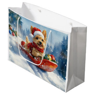 Grand Sac Cadeau Chesapeake Bay Terrier Dog dans Sledge Noël