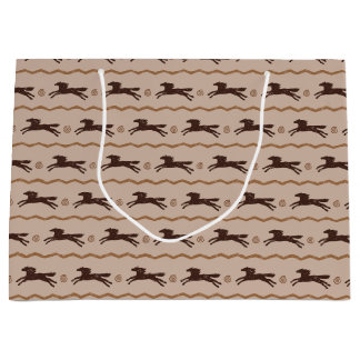 Grand Sac Cadeau Cheval de galopante de Pony sauvage sur Tan pour l