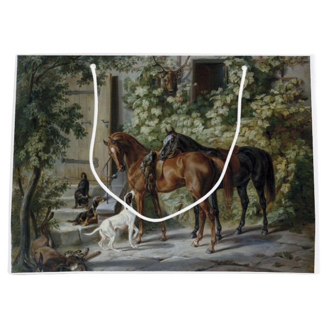 Grand Sac Cadeau Chevaux à la Porche (par Albrecht Adam) (Devant)