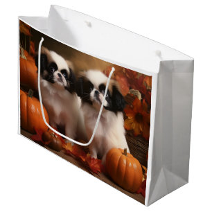 Grand Sac Cadeau Chi japonais chiot automne délice citrouille