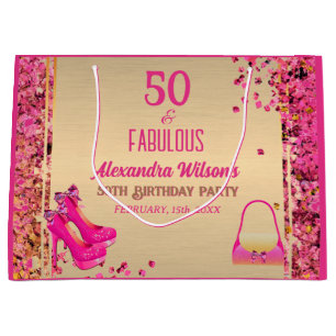 Grand Sac Cadeau Chic 50& Fabuleux talons hauts Or Hot rose Parties