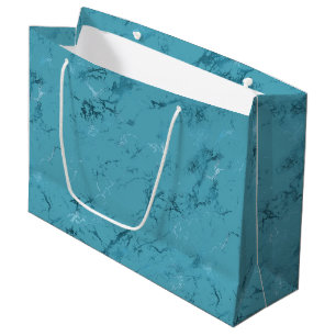Grand Sac Cadeau Chic Aqua Blue Marble Mariage