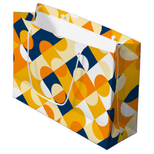 Grand Sac Cadeau Chic Bleu Bleu Soleil Cercles Jaunes Cercles Art M