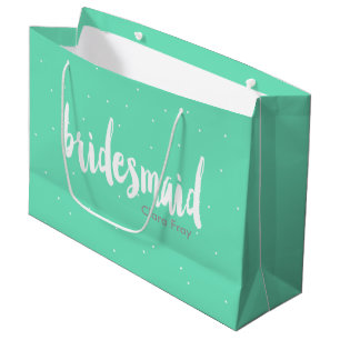 Grand Sac Cadeau chic bridesmaid à la menthe blanche moderne