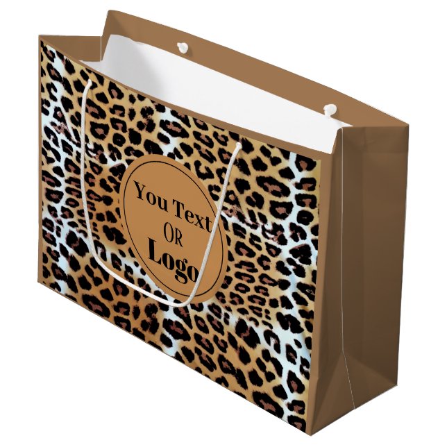 Grand Sac Cadeau Chic élégant Leopard Poster de animal Custom Busin (Devant Angle)