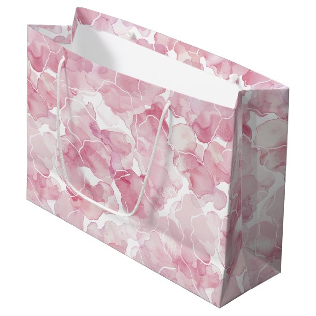Grand Sac Cadeau Chic Réception de Mariage Rose Abstraite (Devant Angle)