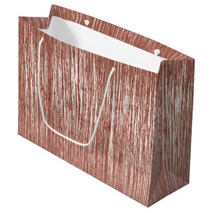 Grand Sac Cadeau Chic Rose Gold Glam Tinsel Stripes Noël