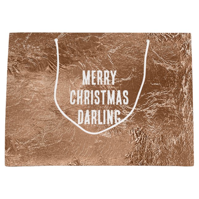 Grand Sac Cadeau Chic Rose Gold Glamour  (Devant)