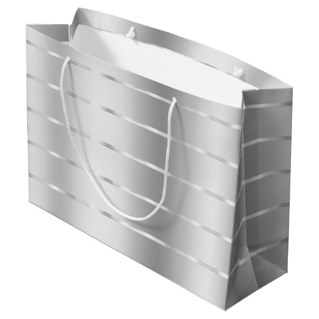 Grand Sac Cadeau Chic Ruban Argenté Baby Shower (Dos Angle)