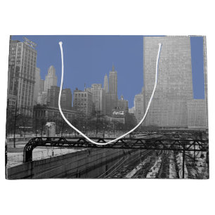 Grand Sac Cadeau Chicago Rail Yards Railroad Downtown 1960's PHoto