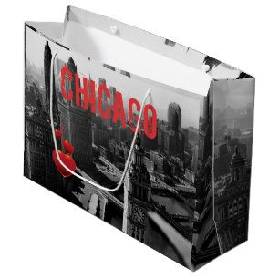 Grand Sac Cadeau Chicago Skyline1930 depuis la photo en haut